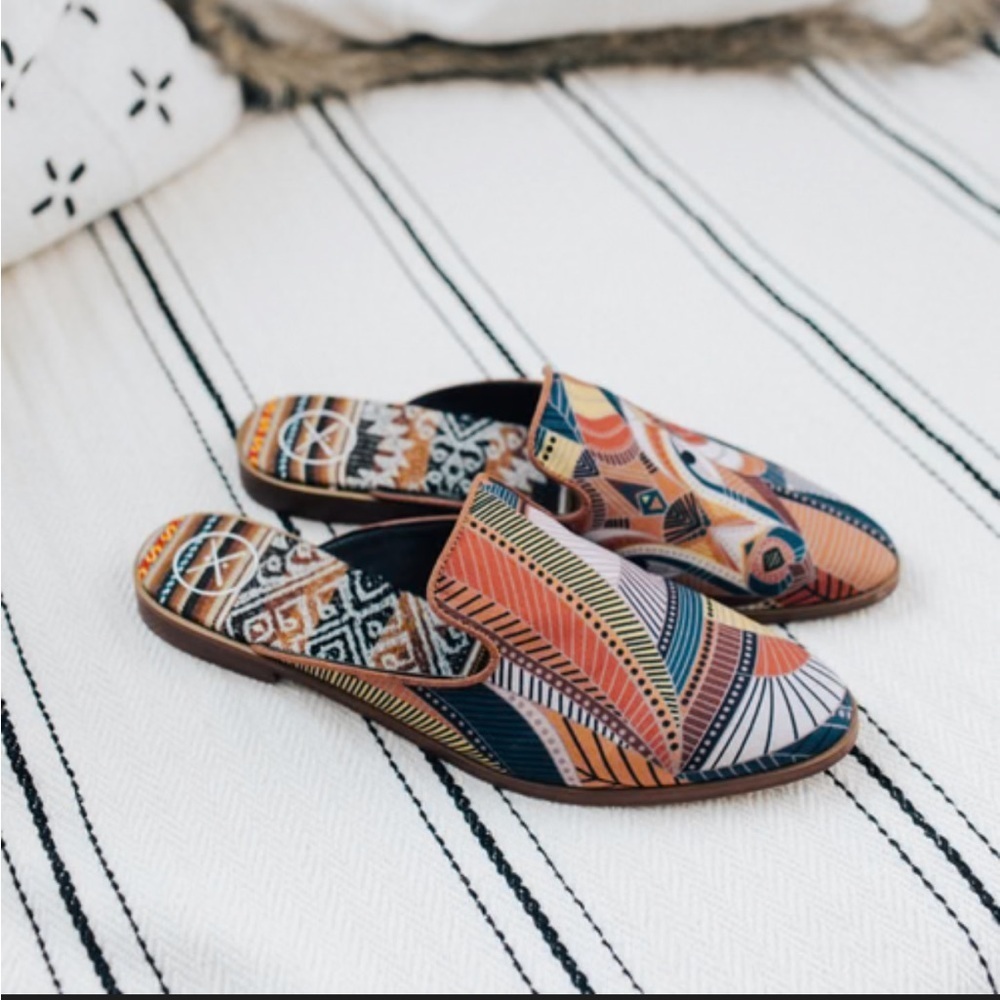 Inkkas Cyprus Bohemian Abstract Art Boho Free Spirit Closed Toe Hippie Slides 7